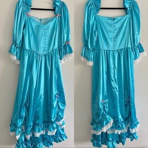 Vintage satin turquoise victorian style dress